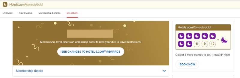 My Hotels.com Gold Rewards Membership