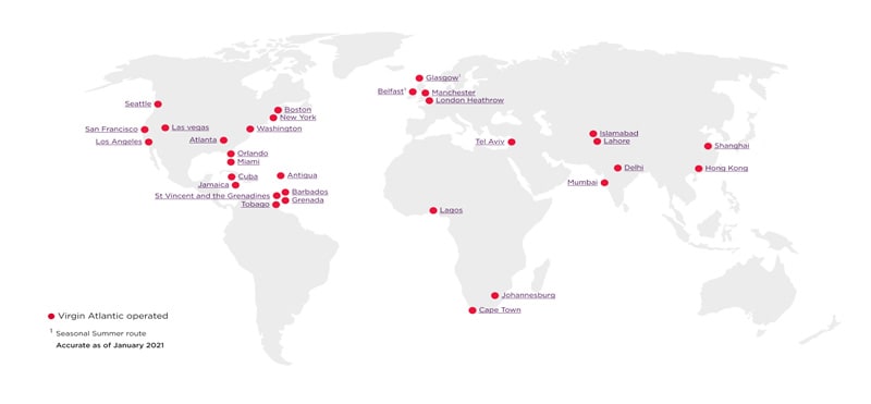 Virgin Atlantic Route Map