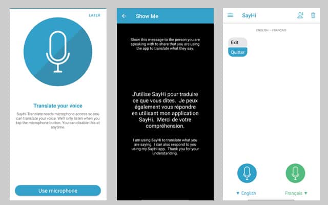 SayHi translation app actual test and screenshots