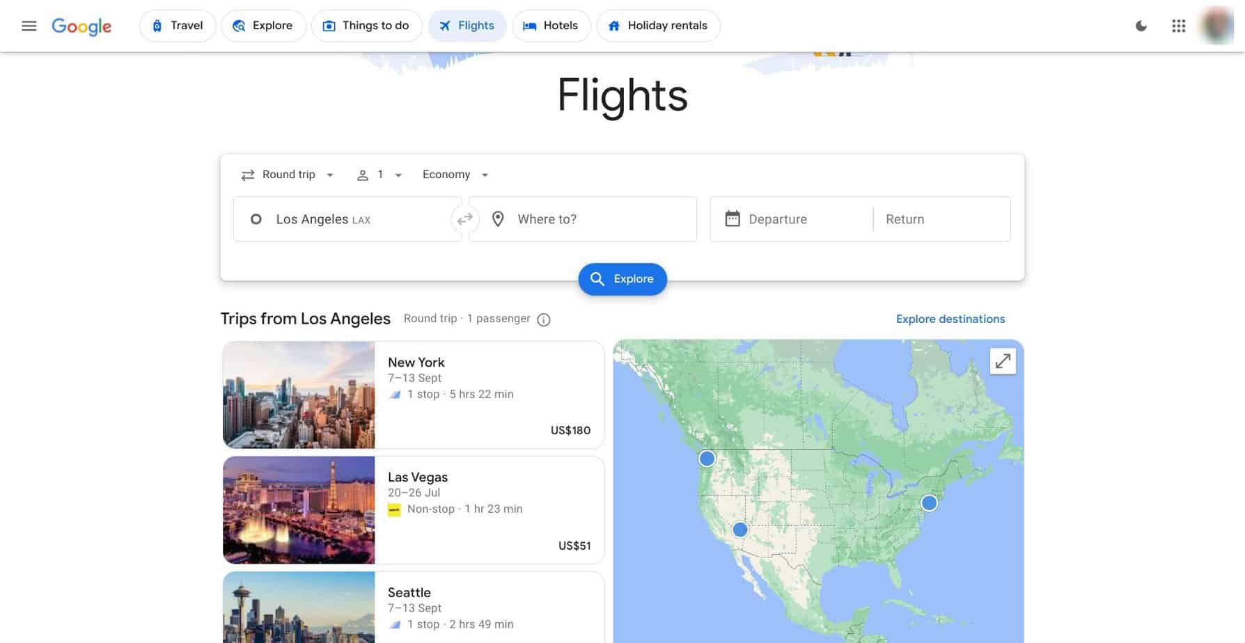 Google Flights user friendliness image