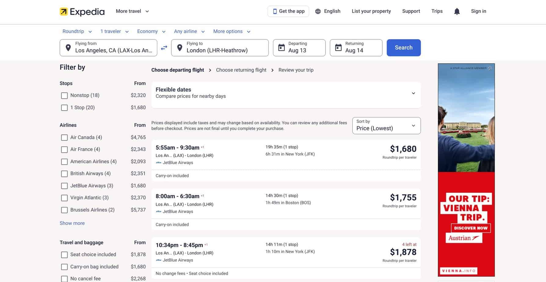 Expedia pricing image