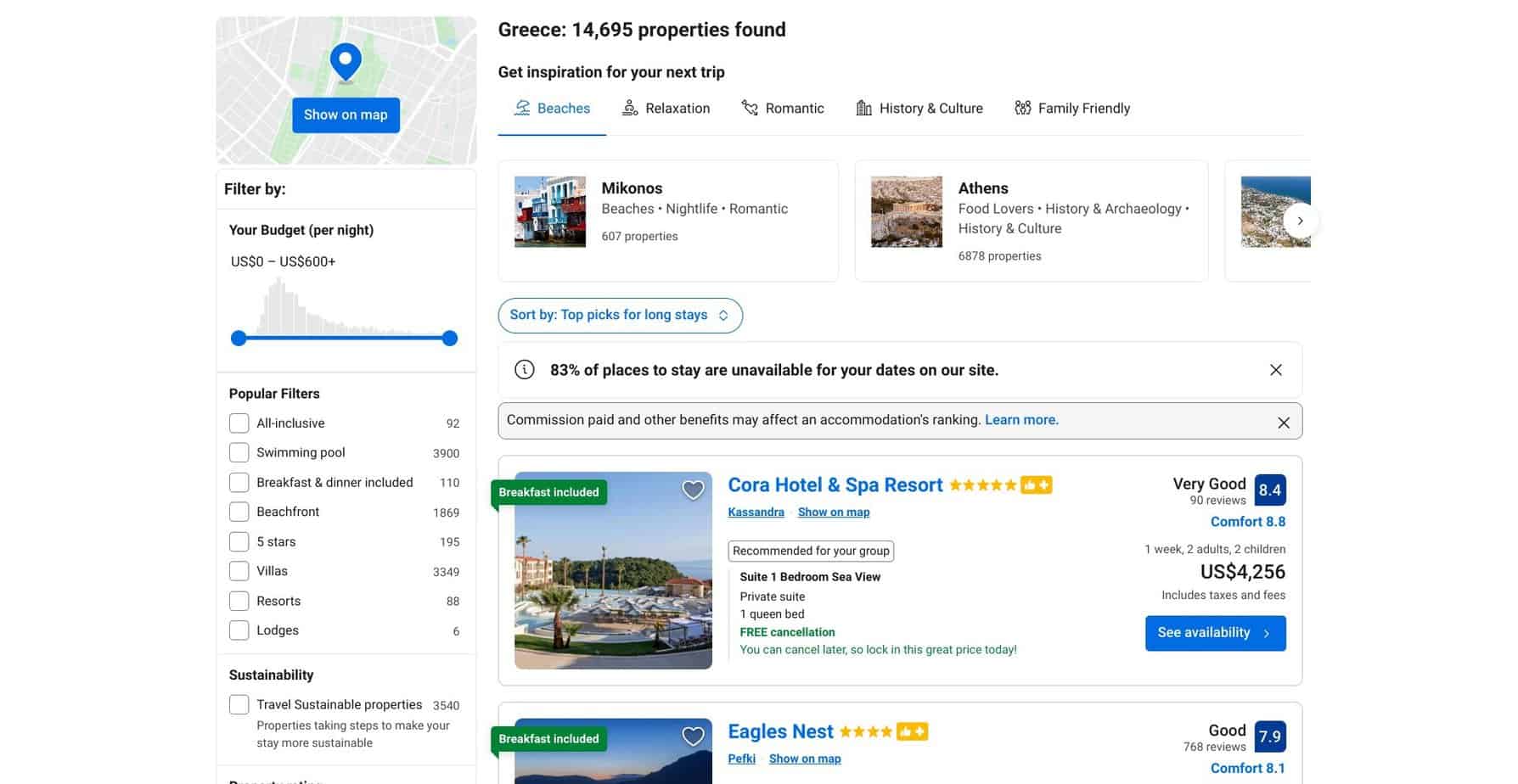 Booking.com pricing search image