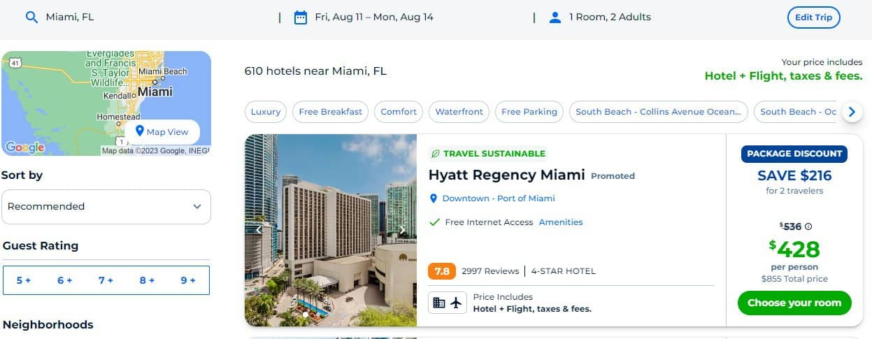 priceline miami trip