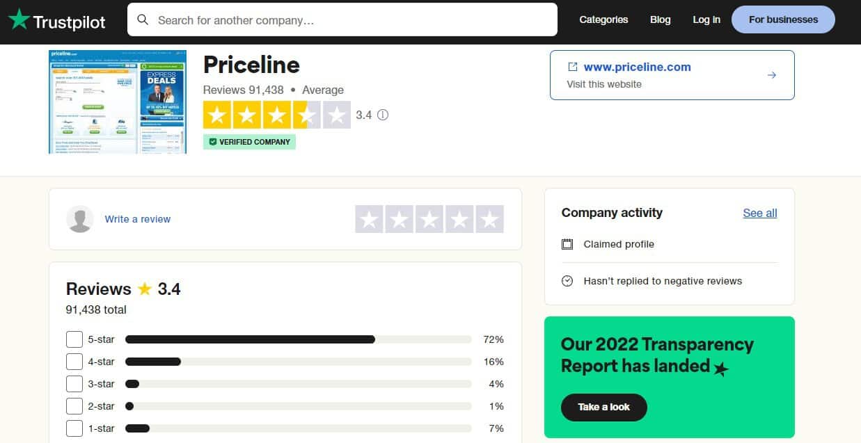 priceline on trustpilot